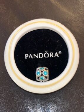 PANDORA STUDDED LIGHTS Authentic Silver/TEAL Charm 791296MCZ